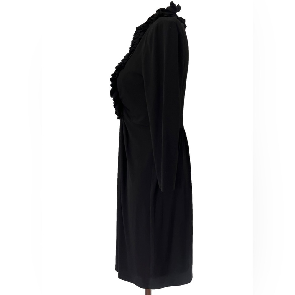 Maggy London Black Ruffle Deep V-Neck Dress NWOT 6 - Picture 4 of 8